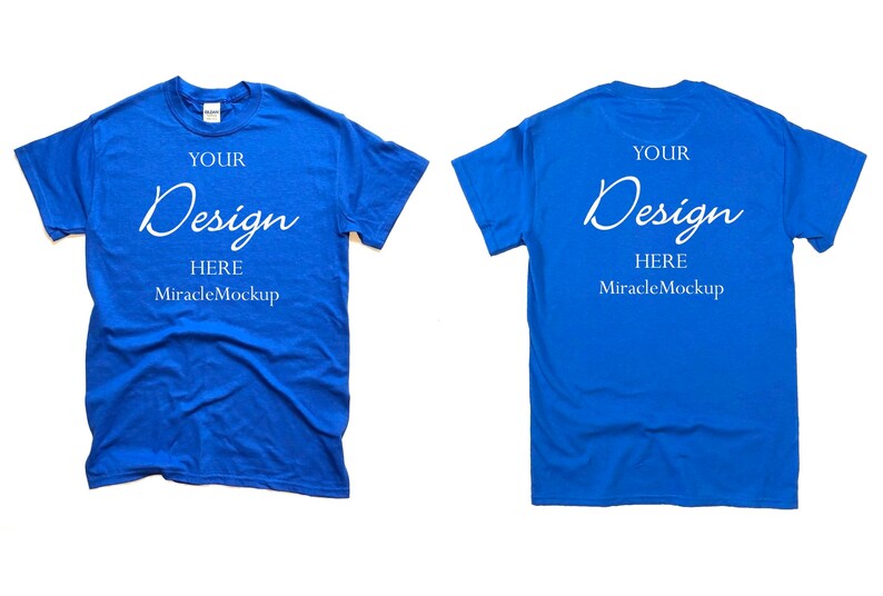 Download Front & Back Royal Blue Gildan Softstyle Mock up 64000 ...