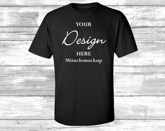 Svart Gildan T-shirtmodell utan etikett: Mall för herrt-shirt (digital nedladdning)