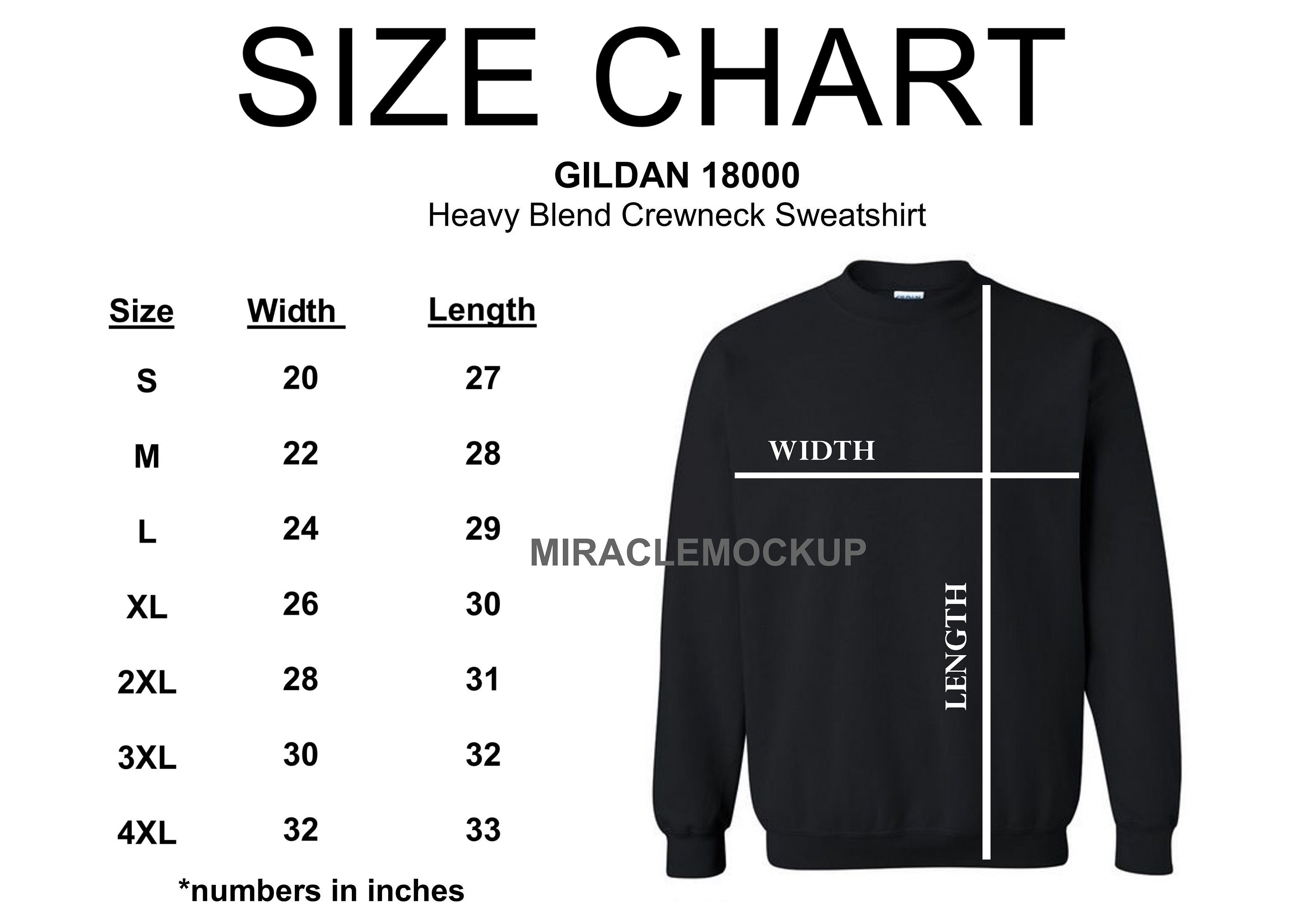 Gildan 18000 Size Chart Mockup Sweatshirt Sizing Gildan Unisex