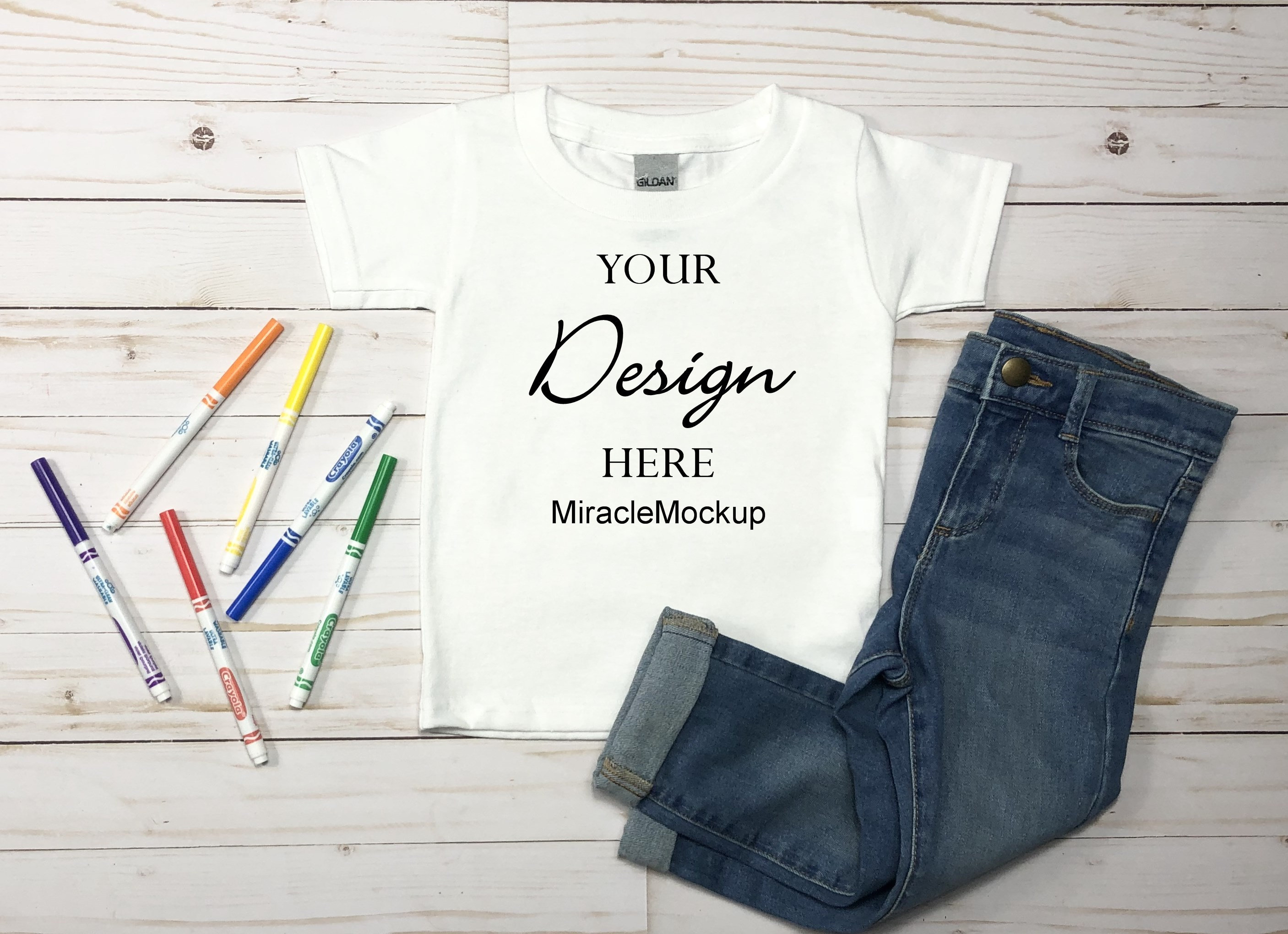 Kids White Gildan Mock up Toddler TShirt Toddler Markers Etsy