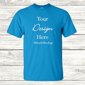Sapphire Gildan 5000 Mock Up Men&#39;s Mock-Up Tee Shirt Wood Mockup T-Shirt Design Template