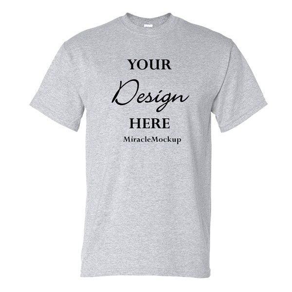 Ash Gildan 5000 Mock Up Shirt White Background Mock-Up Tee Grey Mockup T-Shirt Design Template