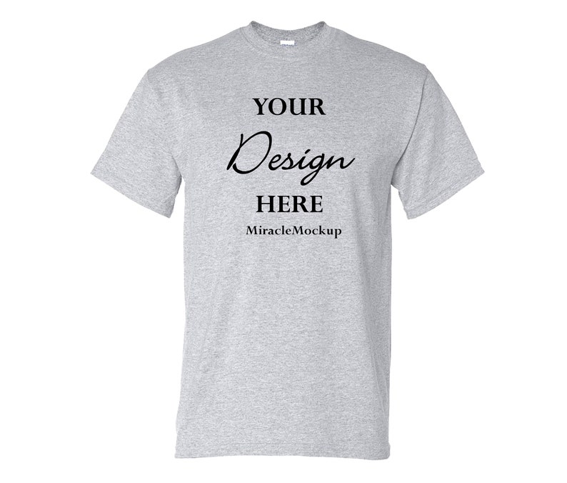 Ash Gildan 5000 Mock Up Shirt White Background Mock-Up Tee Grey Mockup T-Shirt Design Template image 1