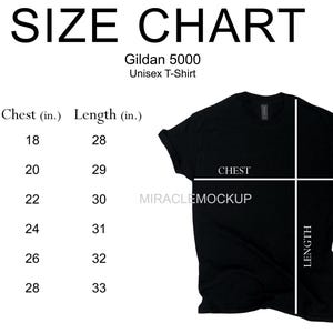 Size Chart Gildan 5000  Mock Up Shirt Sizing Chart Heavy Cotton Chart for Sizing Unisex Gildan Mockup Men&#39;s Unisex Tee T-Shirt