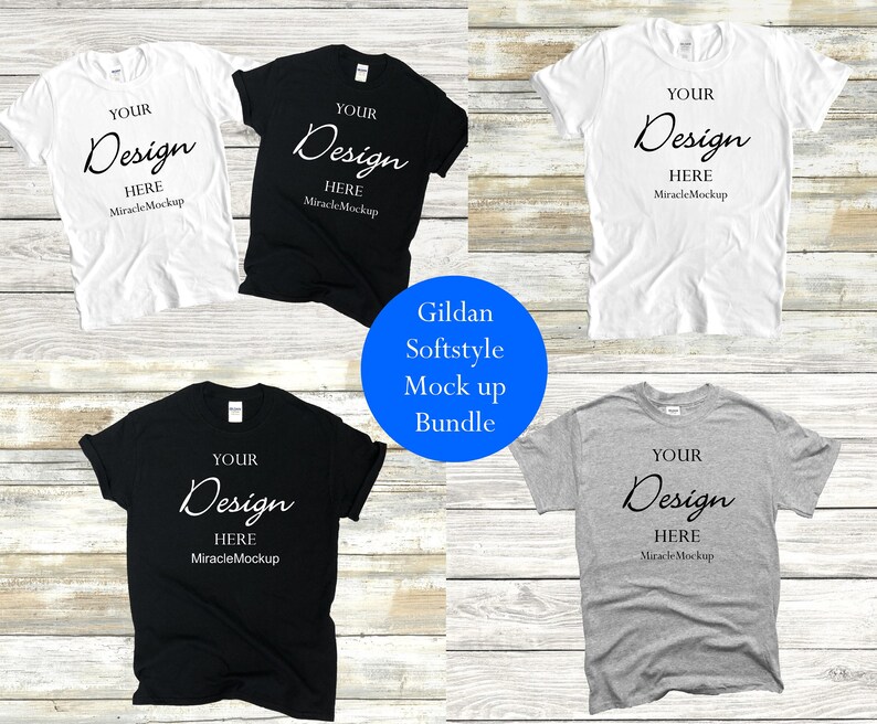 Download Gildan Softstyle Mock up Bundle T-Shirt 64000 Shirt Bundle ...