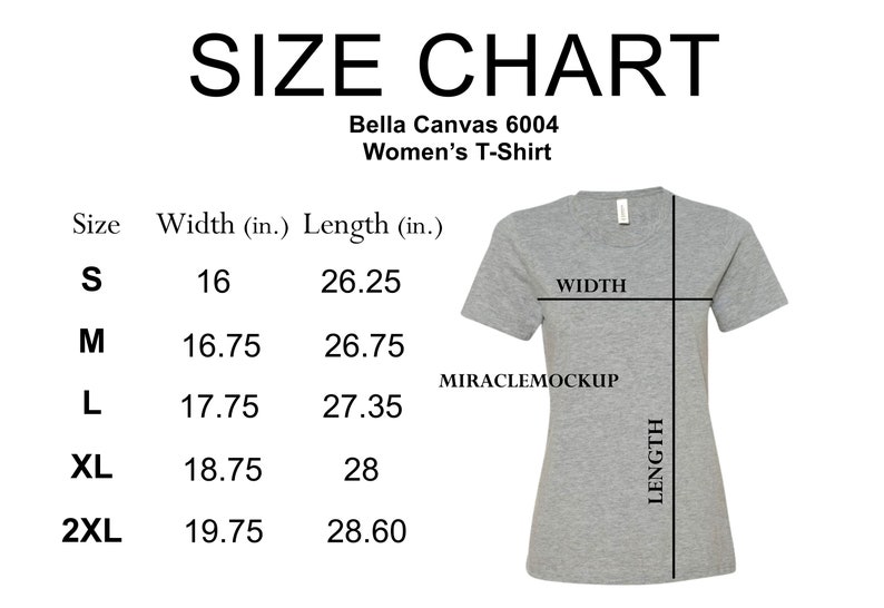 Download Bella Canvas 6004 Size Chart Mockup Tshirt Women's | Etsy