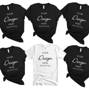 Bella Canvas 3001 Mockup White Black Shirt Unisex Tee Women&#39;s T-Shirt Wedding Bachelorette Party White Background Bridesmaid T-Shirt gp2