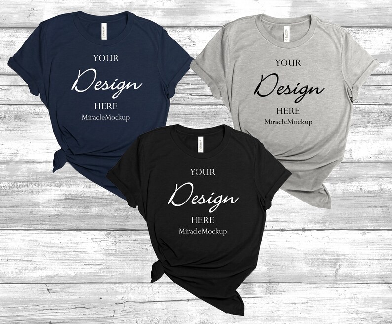 Download Black Navy Athletic Heather Grey Bella Canvas 3001 Mock up ...