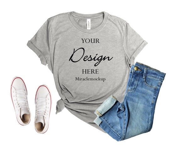 Download Athletic Heather Bella Canvas 3001 Mock Up Shirt Gray Mockup Etsy