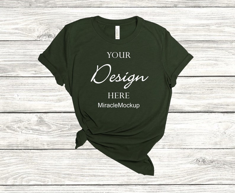Download Heather Forest Bella Canvas 3001 Mockup Shirt Green Mock-up | Etsy