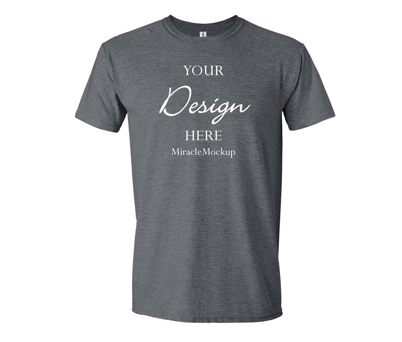 Download Graphite Heather Gildan Softstyle Mock up 64000 Mock-Up ...
