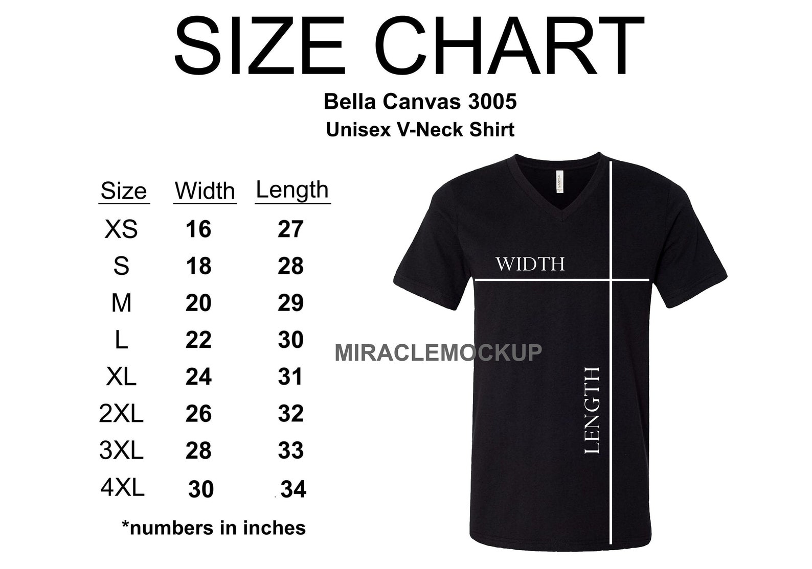 Bella Canvas 3005 Size Chart Mockup Tshirt Unisex Size Chart - Etsy
