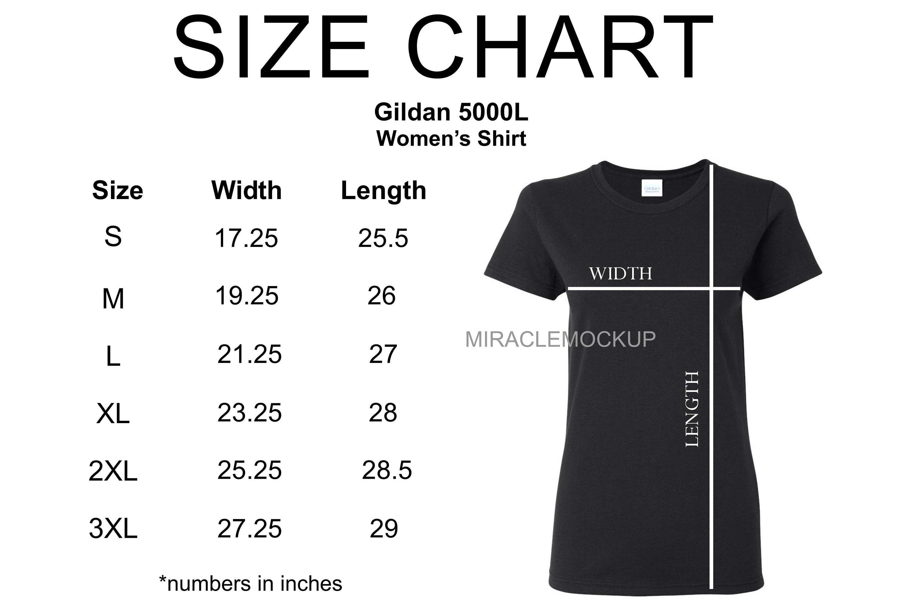 GILDAN 5400 Size Chart Guide Tabla De Tallas De Camisetas De Manga ...
