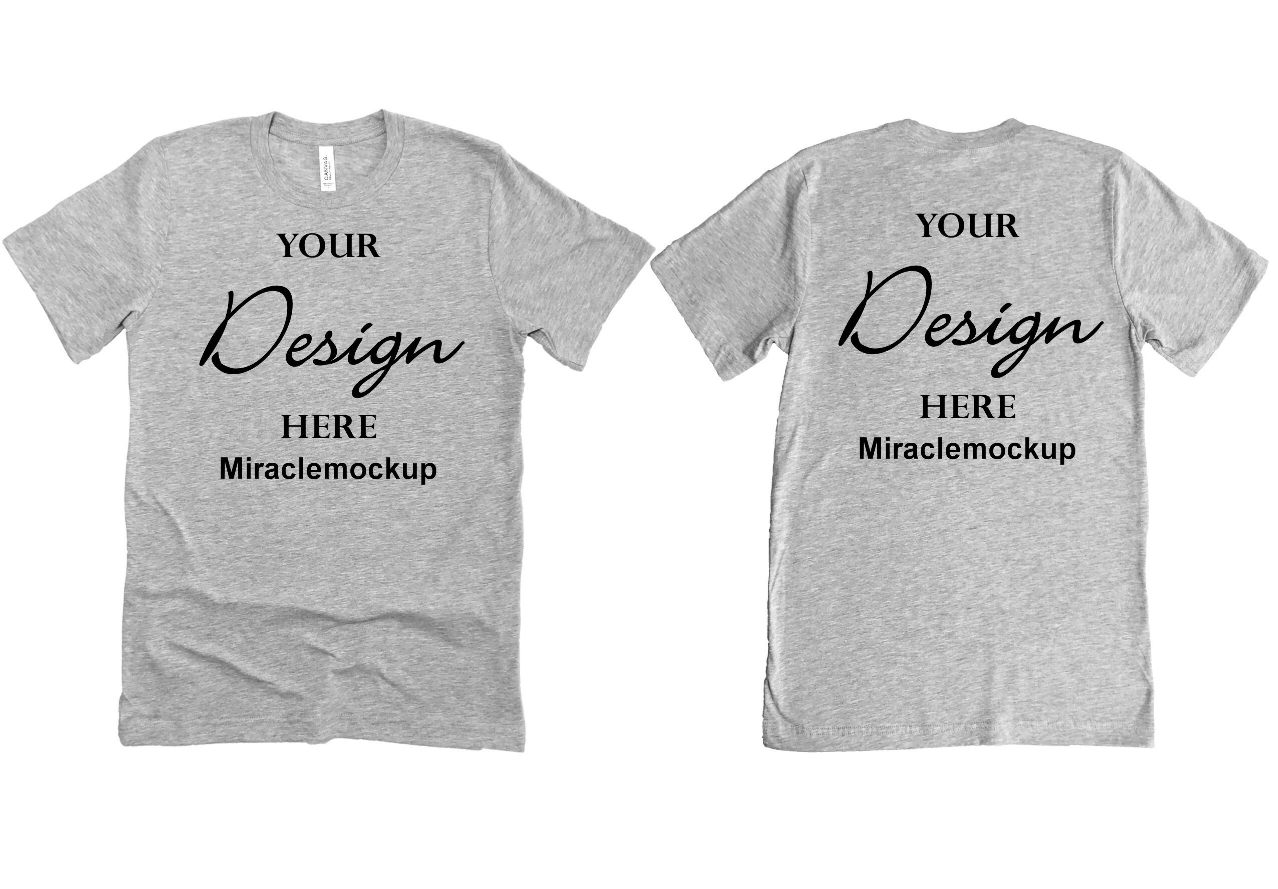 Front &amp; Back Athletic Heather Bella Canvas 3001 MockUp