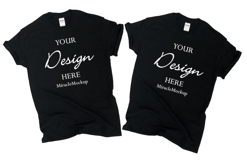Download Black Gildan Softstyle Mock up Shirt 64000 Mock-Up Gildan ...