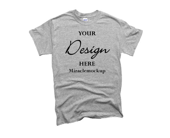 Gildan 5000 Sport Grey T-Shirt Mockup: Flat Lay Tee (Digital Download)