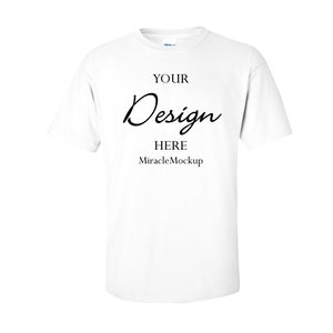 White Gildan Mock up Mock-Up Gildan Mockup Tee Shirt Men&#39;s White Background Unisex T-Shirt Design Template se2