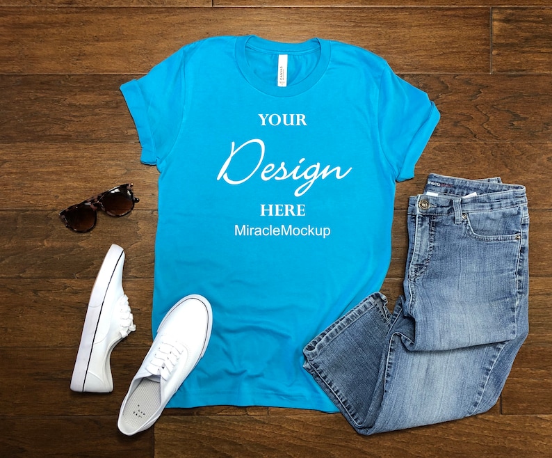 Download Bella Canvas 3001 Aqua Mock up Shirt Unisex Women's | Etsy