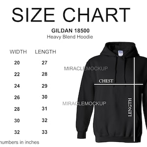 gildan hoodie size chart