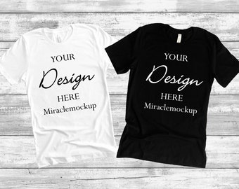 Bella Canvas 3001 Mockup: White & Black Unisex T-Shirt (Digital Download)