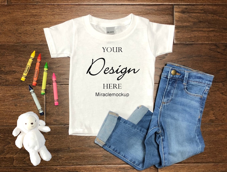 Download Kids White Gildan Mock up Toddler T-Shirt Toddler Shirts Jeans | Etsy