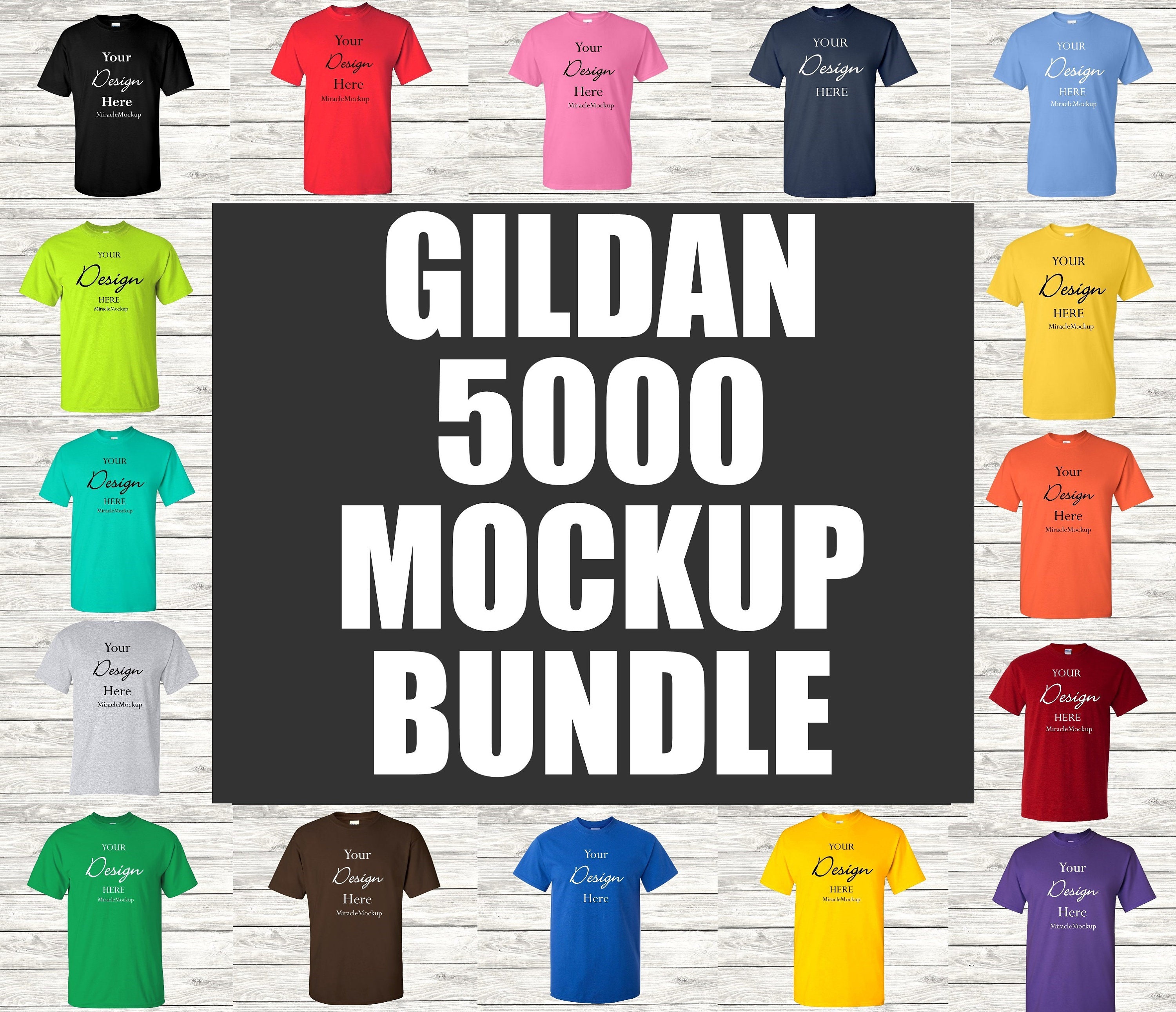 Gildan Mockup Bundle Gildan 5000 Mock up Wood Background - Etsy UK