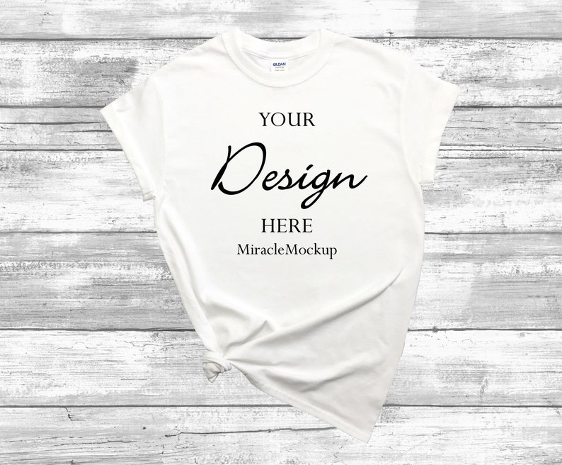 Download White Gildan Softstyle Mock up 64000 Shirt Mock-up Gildan ...