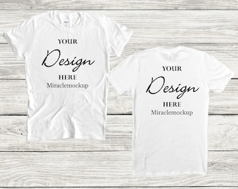 Gildan 5000 White T-Shirt Mockup: Front & Back (Digital Download)