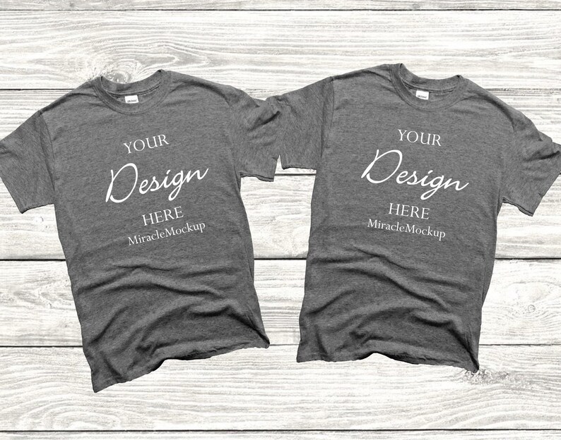 Download Graphite Heather Gildan 2000 Mock Up Shirt Wood Background | Etsy