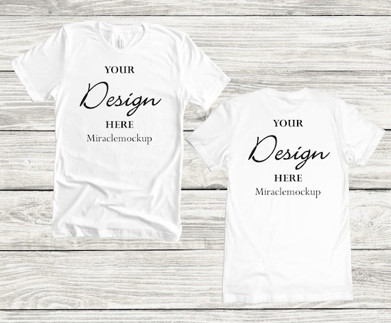 Mockup di maglietta Bella Canvas bianca davanti e dietro, modello