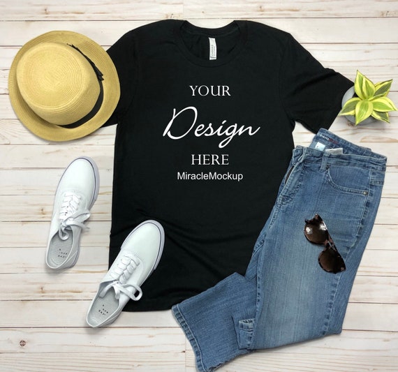Bella Canvas 3001 Black Mock Up Shirt Unisex Men S Etsy
