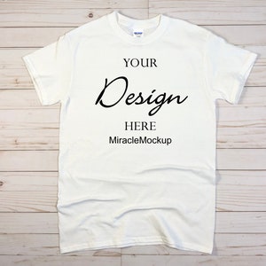 White Gildan Mock up 5000 Mock-Up Gildan Mockup Tee Shirt Men&#39;s Unisex T-Shirt Design Template ah3