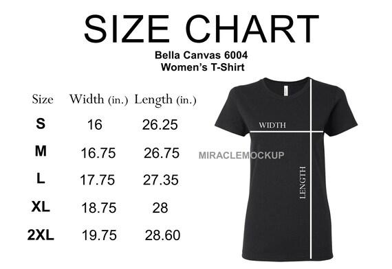 Download Bella Canvas 6004 Size Chart Mockup Tshirt Women S Etsy