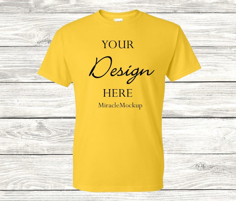 Download Daisy Gildan Mock Up 5000 Yellow Mock-Up Gildan Mockup Tee ...