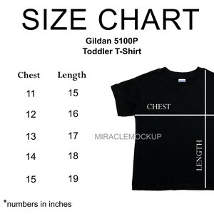 Size Chart Gildan 5100P Toddler Mock up Shirt Youth TShirt Gildan Sizing Mockup Kids Unisex Sizes Mock-up Tee T-Shirt Design Template