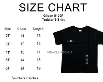 Size Chart Gildan 5100P Toddler Mock up Shirt Youth Tshirt | Etsy