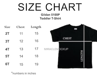 Size Chart Gildan 5100P Toddler Mock up Shirt Youth Tshirt | Etsy