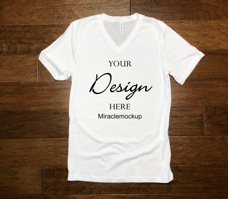 Download Bella Canvas White Mock Up Shirt 3005 V-Neck Unisex Men's ...