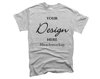 Maqueta de camiseta Gildan 5000 gris deportivo, camiseta unisex (descarga digital)