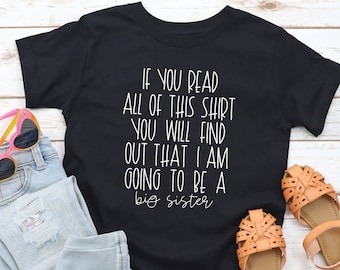 Big Sister Shirt, Baby Announcement T-Shirt, Pregnancy Announcement, Sibling Shirt, Going To Be A Big Sister, Toddler Girl Tee, Baby Girl