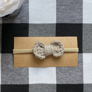 Grey Baby Bow, Crochet Baby Bow Headband, Cute Baby Headband, Gift For Baby Girl, Baby Shower Gift Girl, Toddler Hair Clip, Crochet Bow Clip