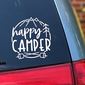 Happy Camper Decal, Camping Lover Gift, Camping Car Decal, Camping Car Sticker, Happy Camper Sticker, Outdoor Lover Gift For Her, RV Decal