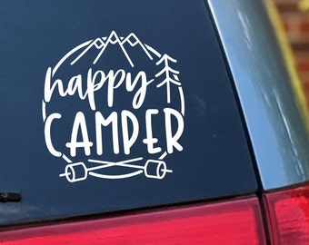 Happy Camper Decal, Camping Lover Gift, Camping Car Decal, Camping Car Sticker, Happy Camper Sticker, Outdoor Lover Gift For Her, RV Decal