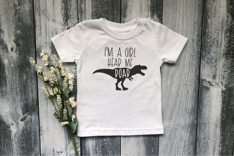mini feminist independent girl tee feminist toddler future is female t-shirt girl power girl dinosaur shirt i/'m a girl hear me roar