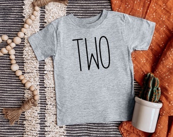 Two Birthday Shirt, Toddler Boy Second Birthday Shirt, Toddler Girl Shirt, Gift for Two Year Old, Two Shirt Toddler, Cute Toddler T-Shirt