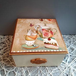 Teebox, süße Box, &quot;Tea Time&quot;, Küchendekoration, Küchentisch Organizer, gutes Geschenk für Oma, Opa und alle Teeliebhaber!&quot;