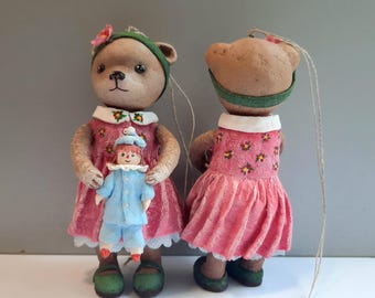 Hand-Painted Cotton Teddy Bear Christmas Ornament: Eco-Friendly Toy