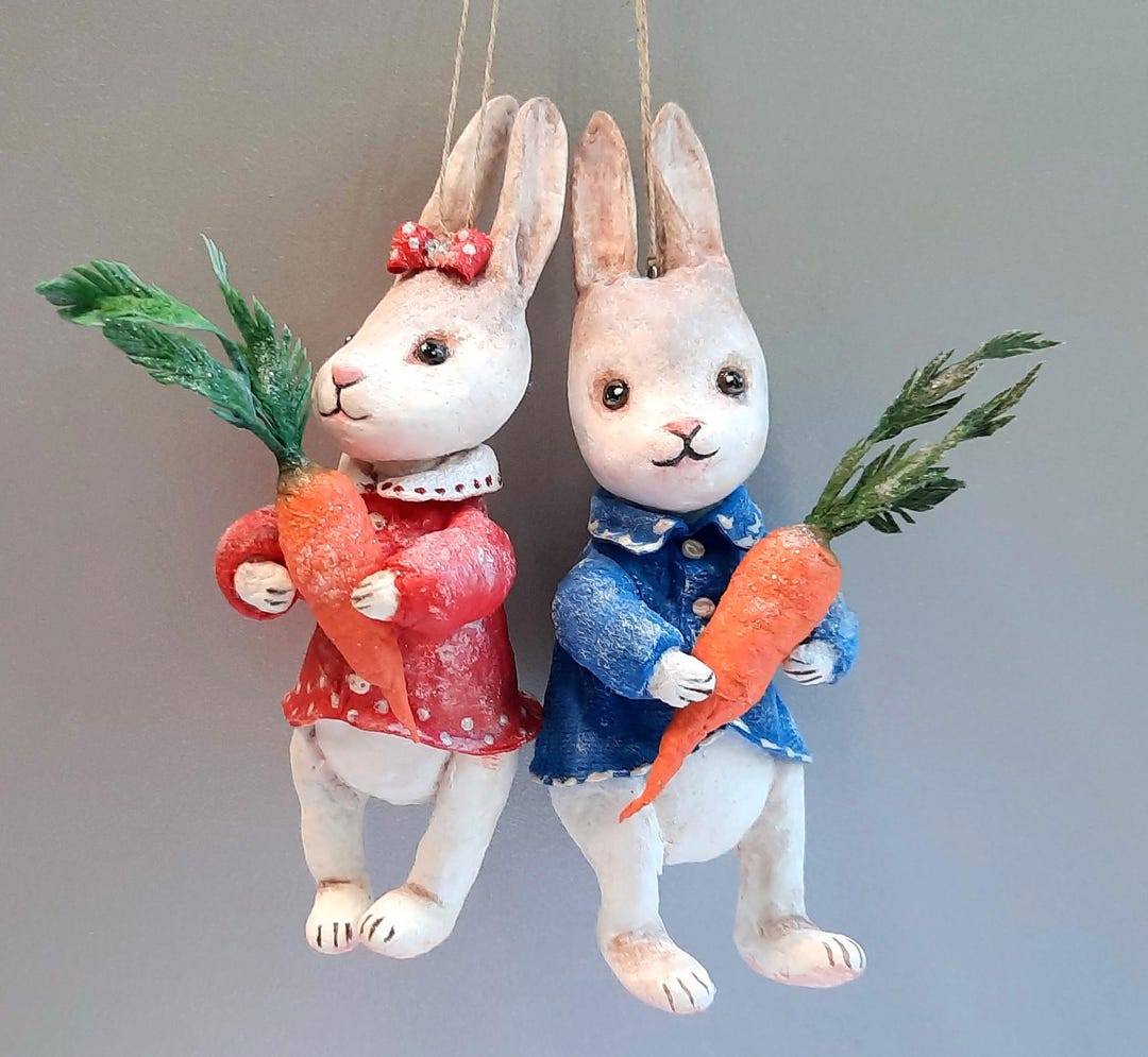 Handmade Cotton Rabbit Ornament: Victorian Christmas Tree Decoration - Etsy