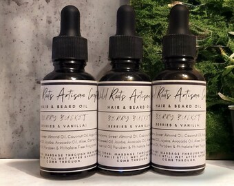 Berry Bucket (Black Raspberry & Vanilla) Beard Oil and Hair Oil - Hydrating Treatment for All Hair Types, Eco Friendly