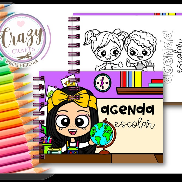 Mini agenda à colorier 1/4 lettre EDITABLE / agenda scolaire / agenda en espagnol / agenda étudiant - Télécharger en Pdf / 2023-2024